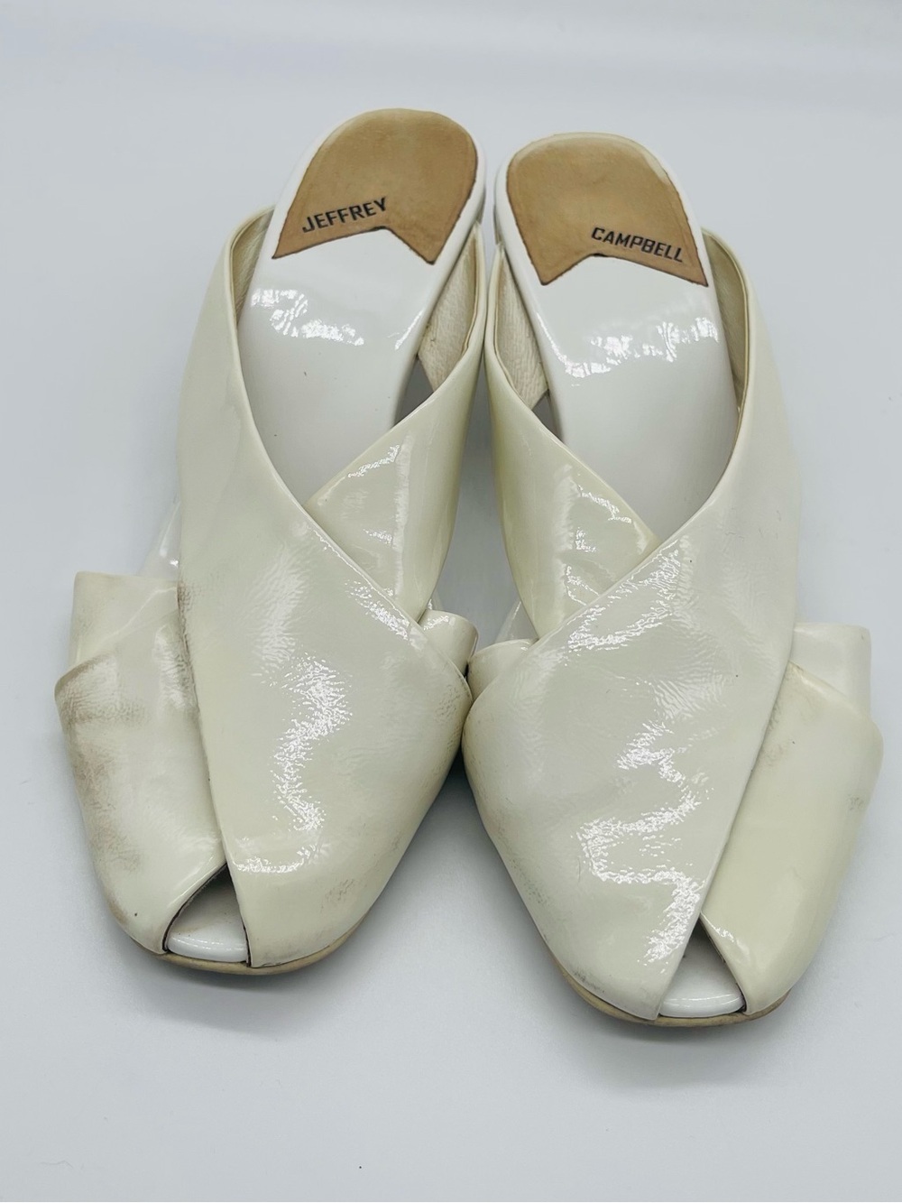 Jeffrey Campbell White Patent Slide Sandals